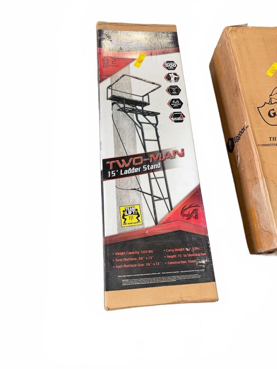 Two-Man 15 Ft Steel Ladder Stand, 500 Lb Capacity, Team Lift