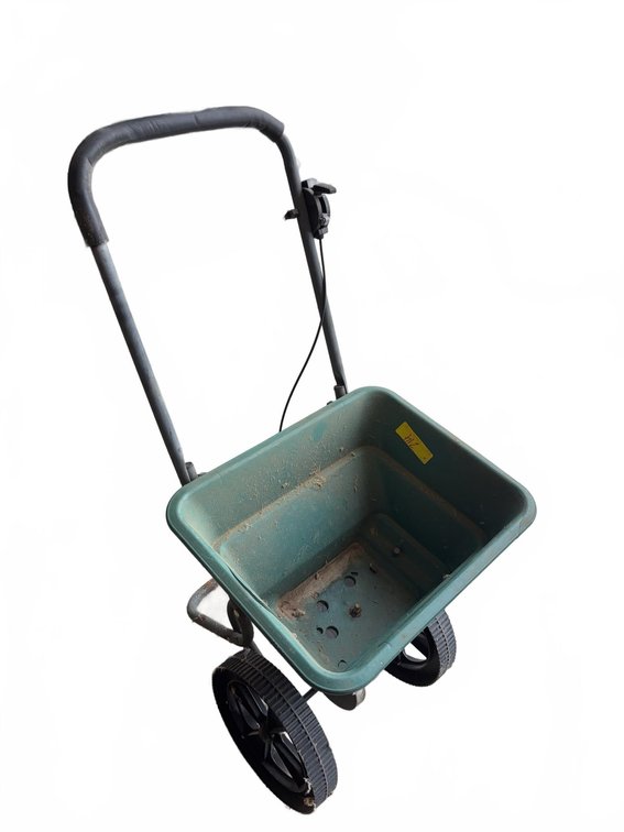 YES! Broadcast Push Fertilizer Spreader, Plastic Hopper, Manual Control, Large Wheels