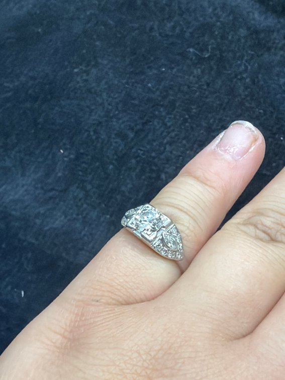 Platinum 0.69 CT Old European Cut Diamond Ring