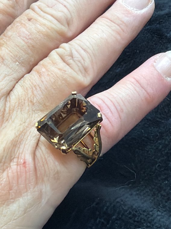 14K Yellow Gold 14.00 ct Smoky Quartz Ring with Appraisal