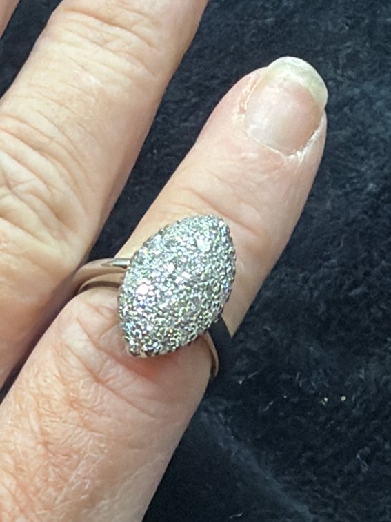 Platinum and 1.02 CTW Diamond Navette Pavé Ring