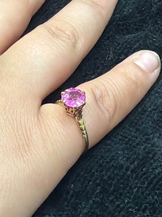 10K Yellow Gold and 1.25 CT Pink Sapphire Ring