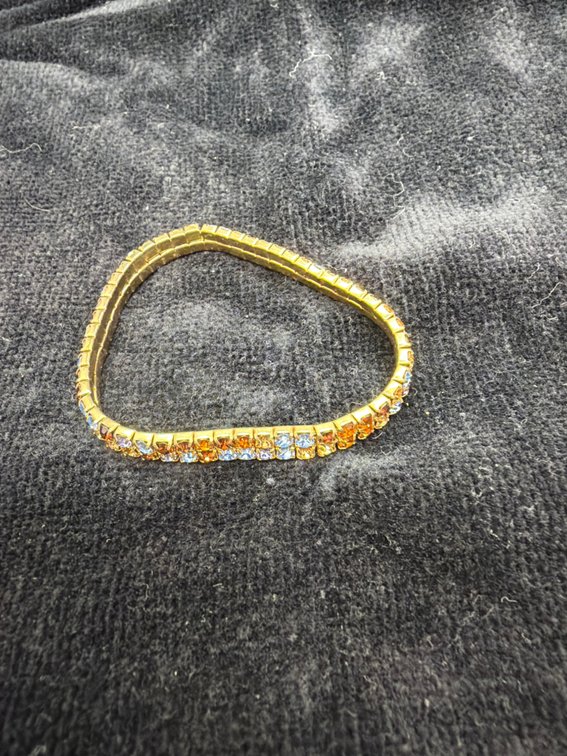 Gold-Tone Two-Row Rhinestone Stretch Bracelet