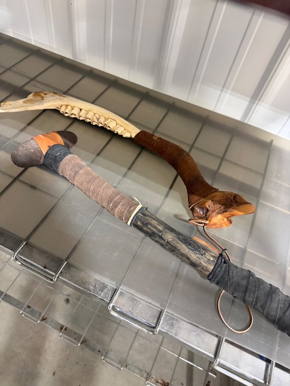 Primitive-Style Jawbone and Stone-Headed Clubs