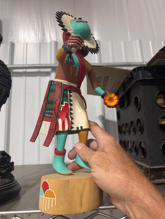 Carved and Painted Wood Katsina Doll on Pedestal Base