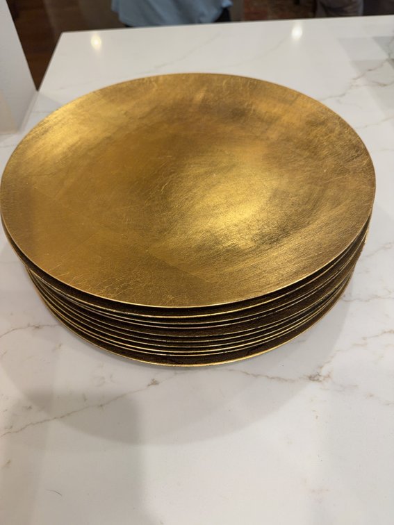 Eight Metallic Gold Charger Plates, 13-Inch Diameter