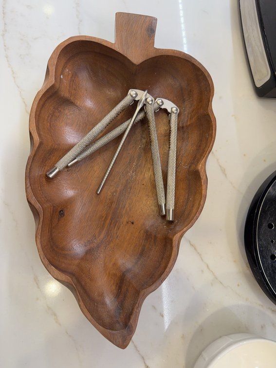 Mountian Woods Leaf-Shaped Wooden Tray with Metal nut crackers