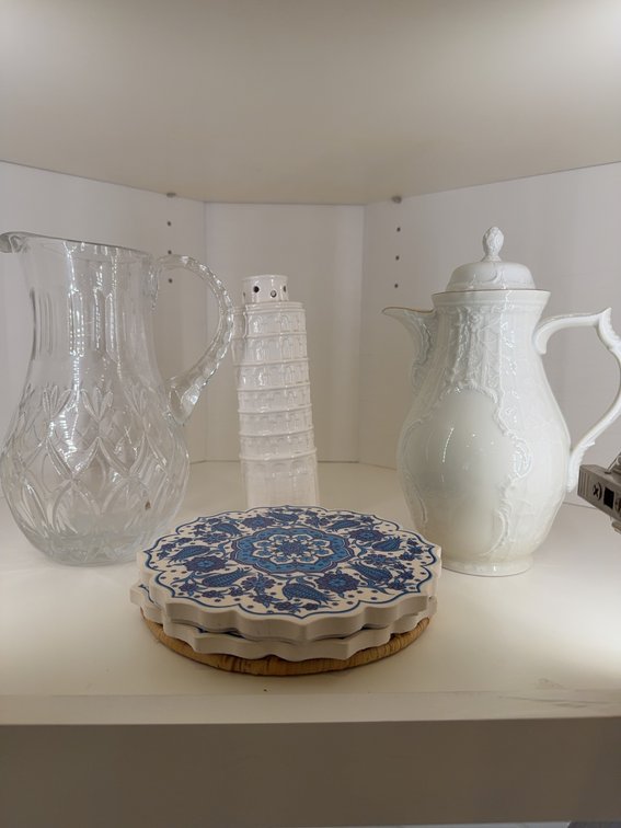 Rosenthal pitcher with chip Coffee Pot, Glass Pitcher, Blue Trivets
