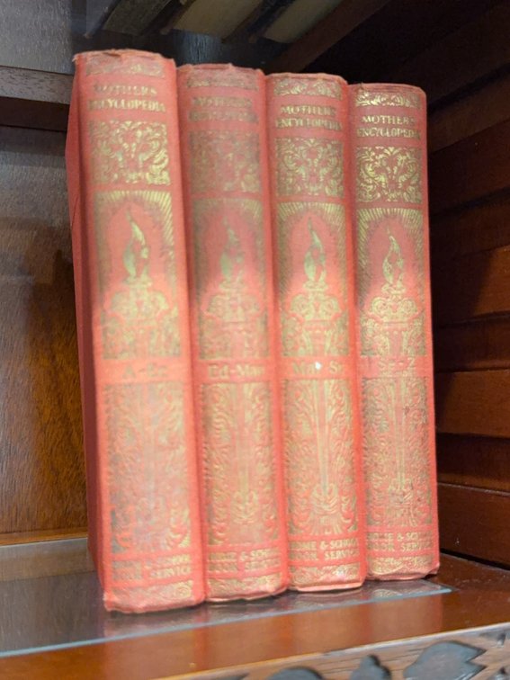 1933 The Mother's Encyclopedia Hardcover 4 Volume Set, Home and School Book Service
