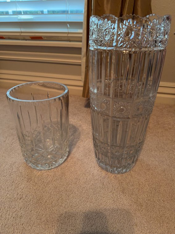 Cut Crystal Vases, Star and Geometric Patterns, Assorted Sizes