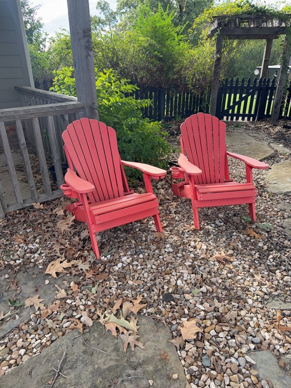 Red Adirondack Outdoor Patio Chairs With Cup Holders