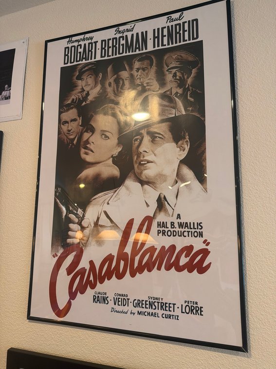 Framed Casablanca Movie Poster Featuring Humphrey Bogart and Ingrid Bergman