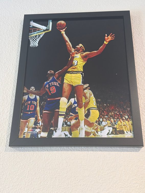 Framed Basketball Photo Featuring Los Angeles Lakers and New York Knicks Players