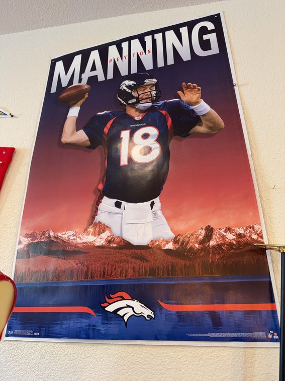 Peyton Manning Denver Broncos Poster and New Orleans Saints Dome Field Banner
