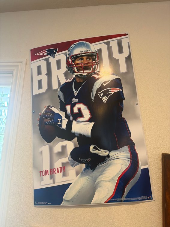 Tom Brady New England Patriots NFL Football Poster with Action Pose and Team Graphics