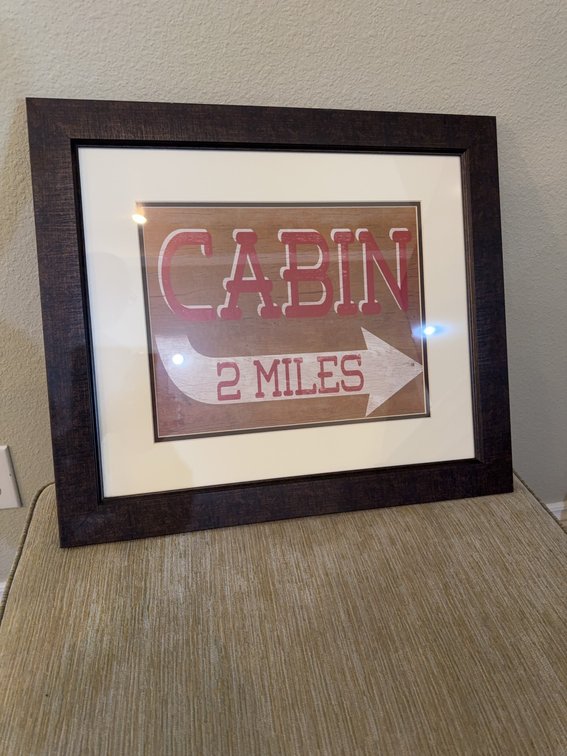 Framed "CABIN 2 MILES" Sign Art Print, 22" x 19 1/2"