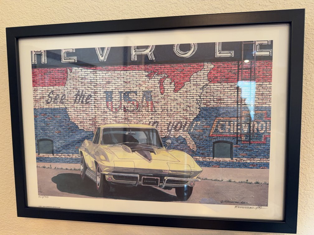 Framed Dana Forrester Corvette Print, 1991, Signed, Limited Edition 537/700