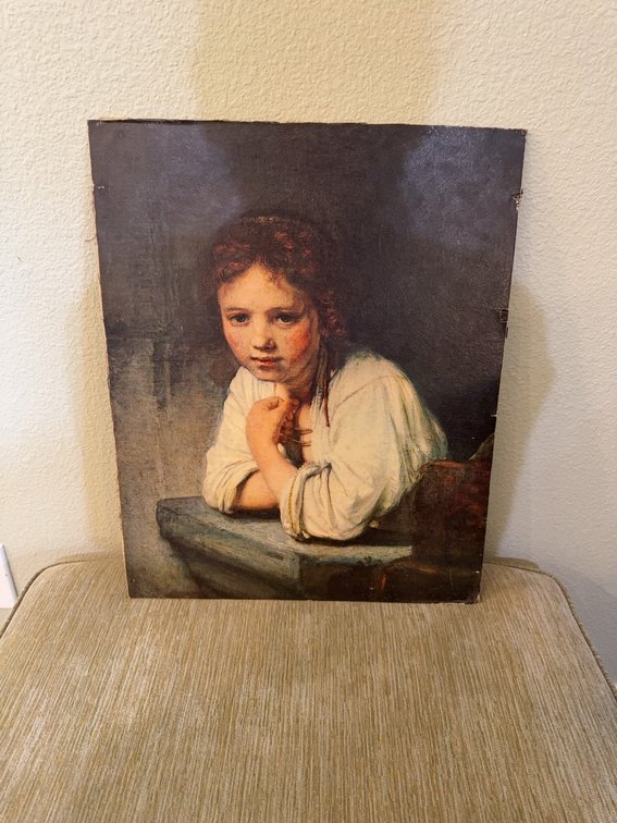 16" x 20" Print on Board After Rembrandt Girl at a Window
