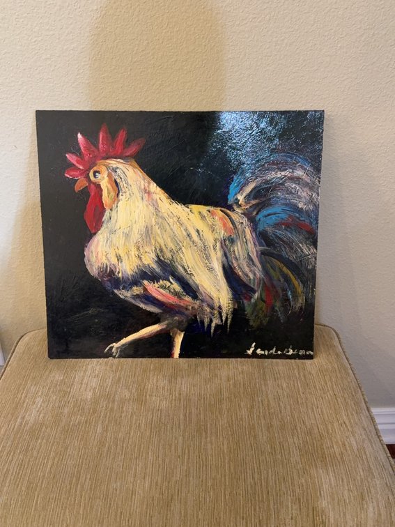 18" x 20" Signed Rooster Painting, Cabo San Lucas Mexico, 2012