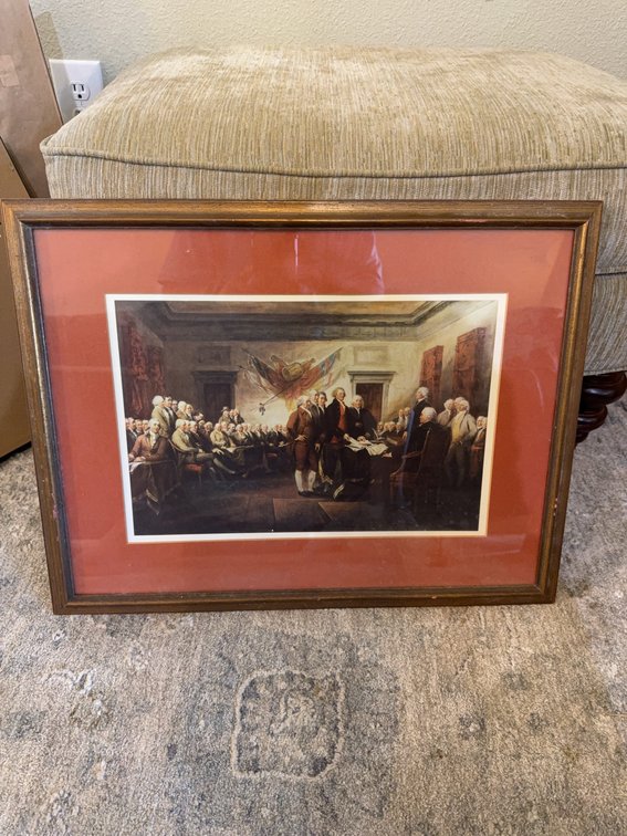 Framed Print of Declaration of Independence Signing, 16 1/2” x 21”, Matted Under Glass