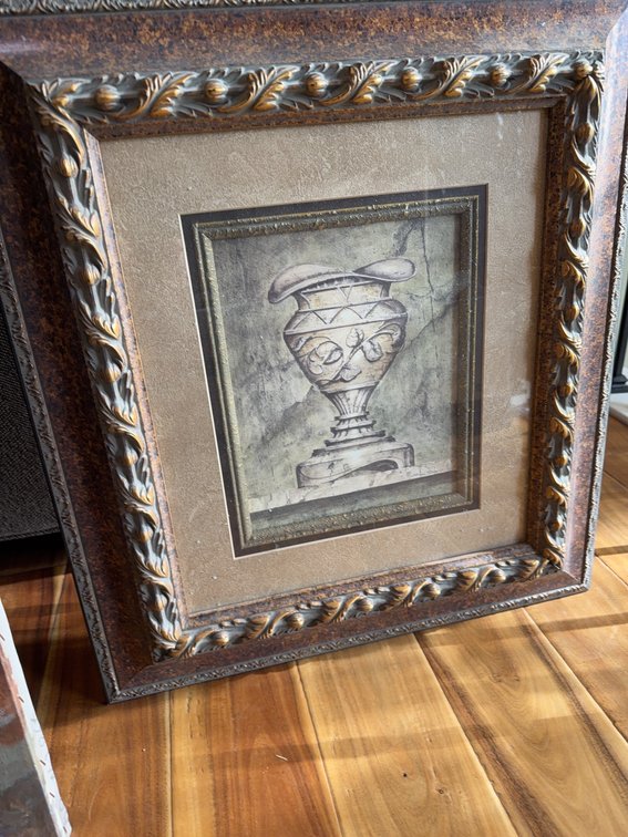 Framed Steve Butler Urn Drawing, Frame Approx. 19 1/2 x 22 Inches