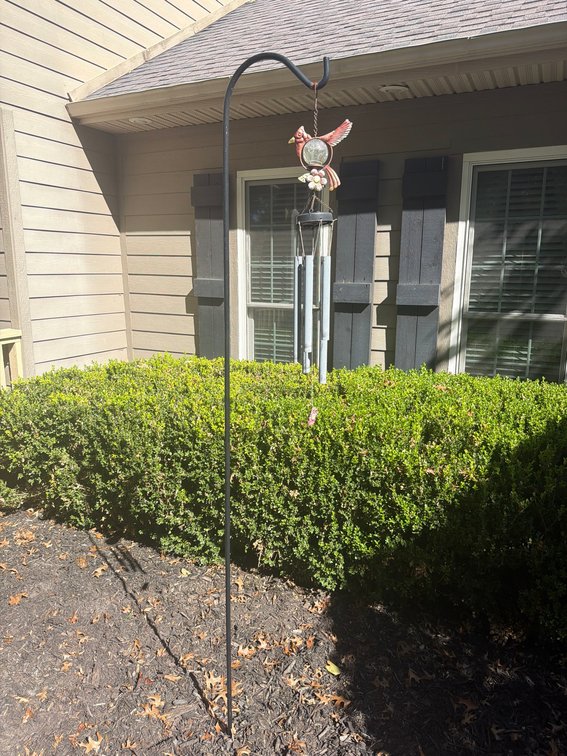 Metal Cardinal Bird Wind Chime With Solar Light and Hanging Hook For Garden Or Yard