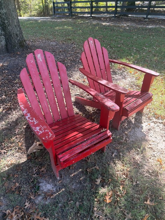 Red Wooden Adirondack Chairs Outdoor Patio Furniture