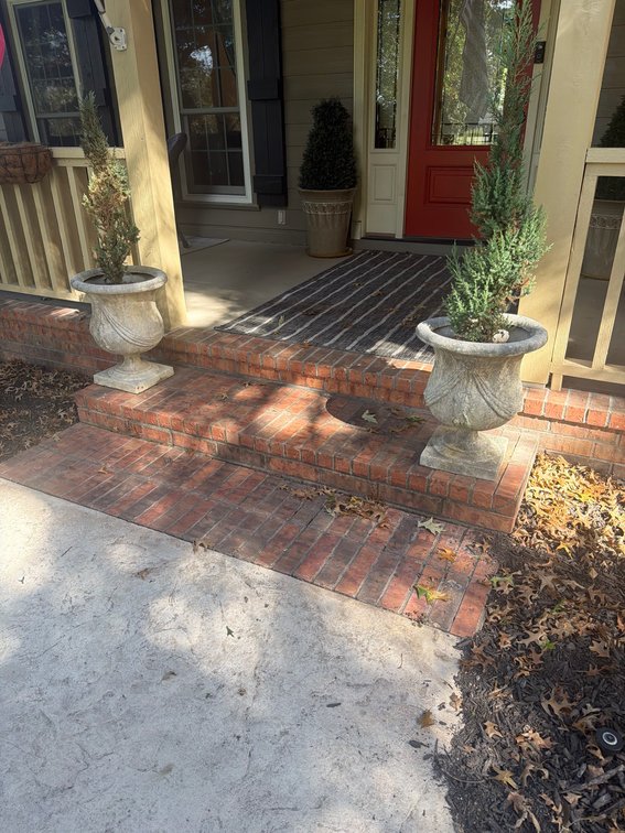 Concrete Neoclassical Outdoor Planters with Evergreens, 2 Ft Tall Each