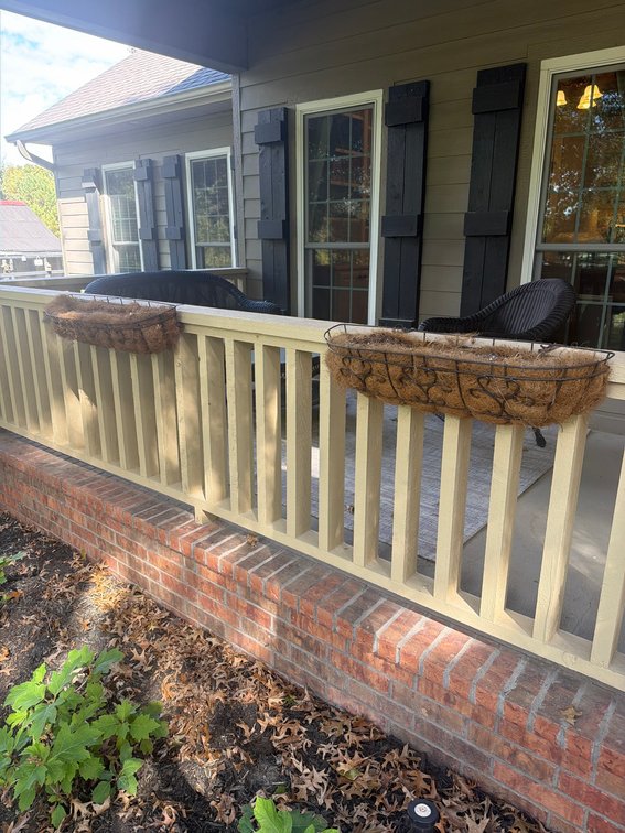 Metal Patio Railing Planter Baskets with Coco Liners, 30 Inch Length Each
