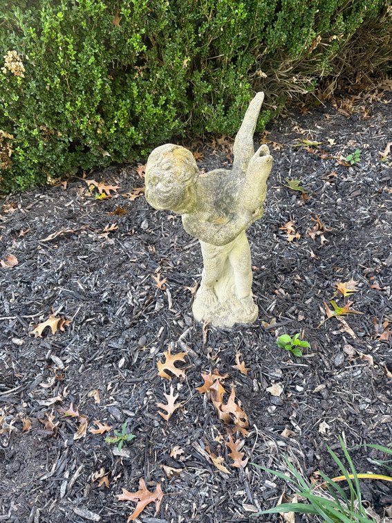Concrete Angel Statue with Wings for Garden or Lawn Decor