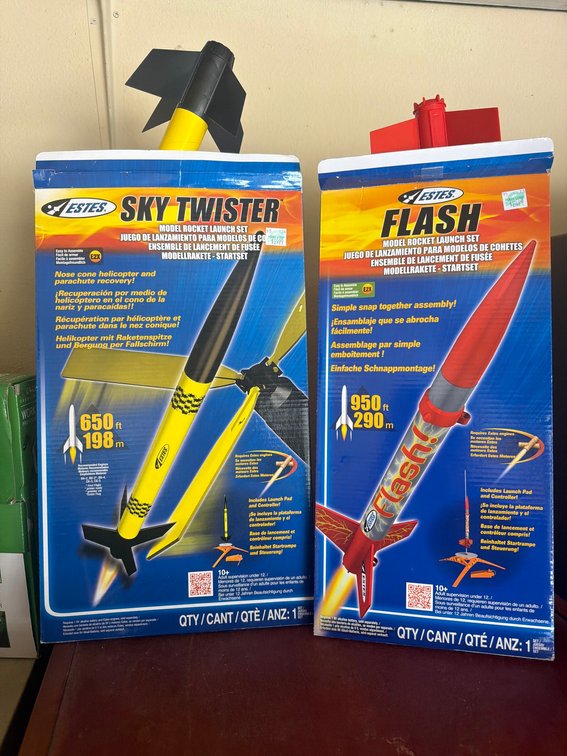 Estes Sky Twister and Flash Model Rocket Launch Sets, Opened, Complete with Boxes