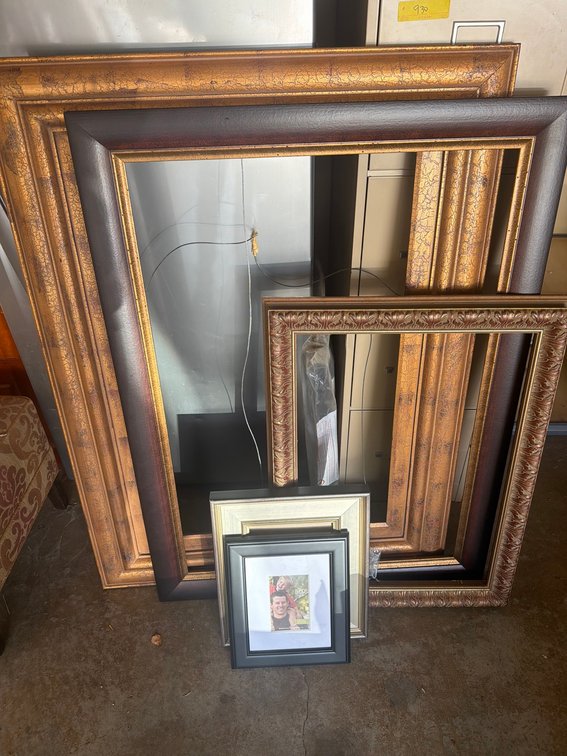 Five Assorted Picture Frames, Various Finishes and Sizes, Decorative Display