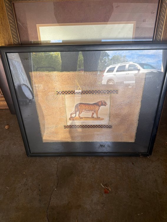 Framed Leopard Art Print With Decorative Border, 16x20 Inches