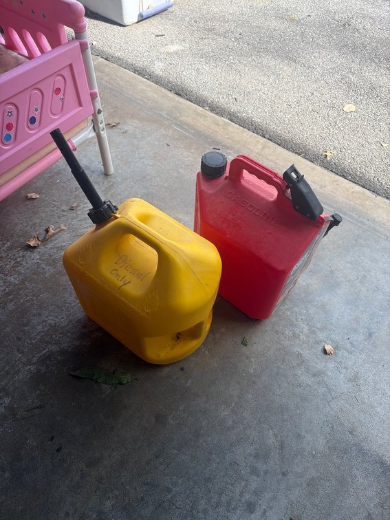 SureCan Red Gasoline Can and Yellow Diesel Fuel Can, Plastic, 5 Gallons Each