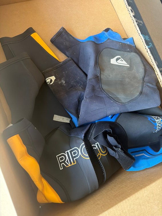 3 Childrens Wetsuits: Rip Curl, Hyperflex, Quiksilver, Mixed Styles and Sizes