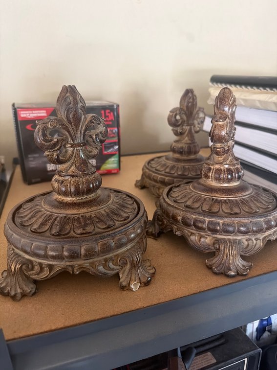 Decorative Fleur-de-Lis Trinket Boxes with Hinged Lids, 7 in. Tall
