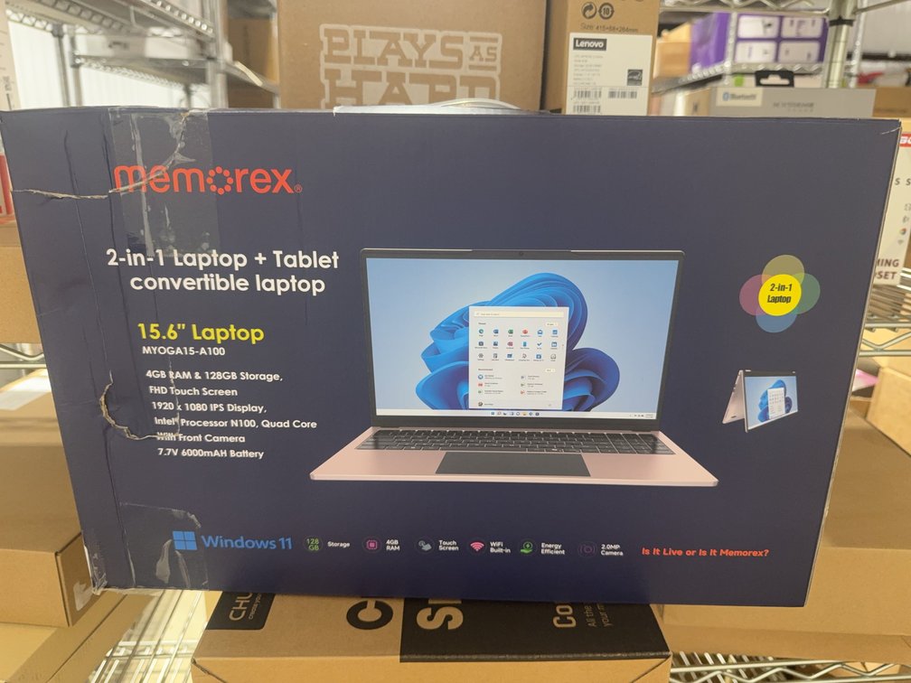 Memorex 2-in-1 15.6" Laptop and Tablet, 4GB RAM, 128GB Storage, Windows 11