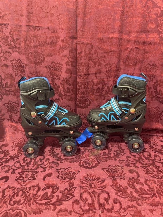 Size Small Adjustable Black and Blue Children's Quad Roller Skates