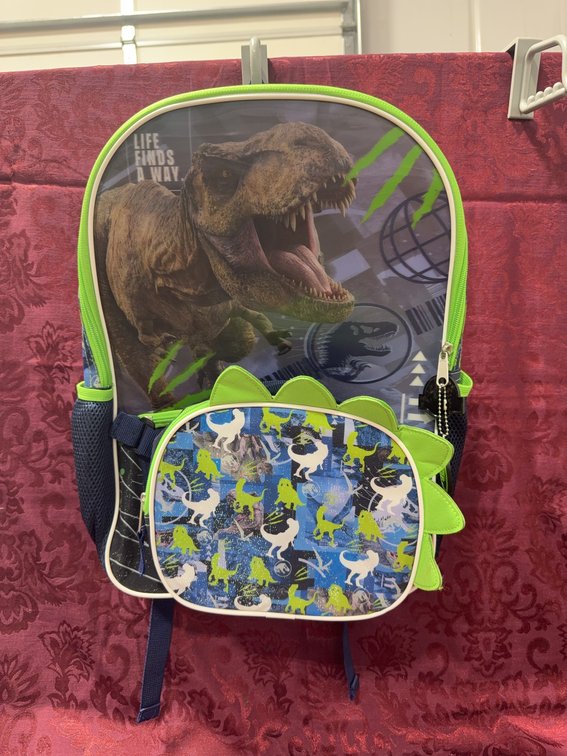 Jurassic World Dinosaur Backpack With Spikes And Front Zipper Pocket