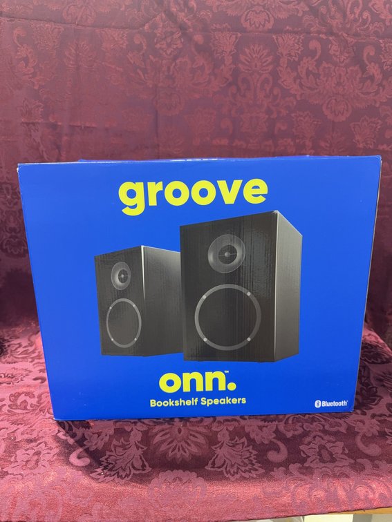 Onn. Groove Bluetooth Bookshelf Speakers, 80W Peak Power, RCA and AUX Inputs