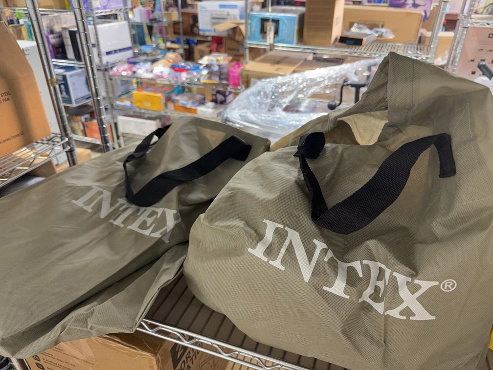 Pair Intex 15" Dura-Beam Airbeds Full Size with Internal Pump in Bags