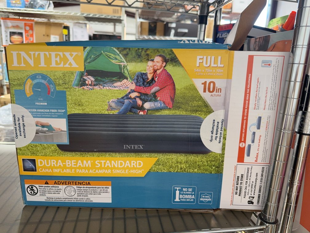 Intex Dura-Beam Standard Full Size Airbed 54x75x10in Single-High Camping Mattress