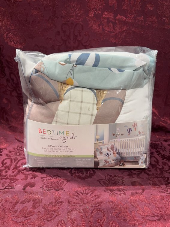 Bedtime Originals Up Up and Away 3 Piece Crib Set, Quilt Skirt Sheet, 34 In x 43 In