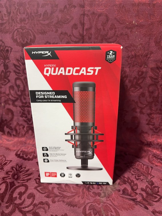 HyperX QuadCast USB Condenser Microphone with Shock Mount, For Streaming, NIB