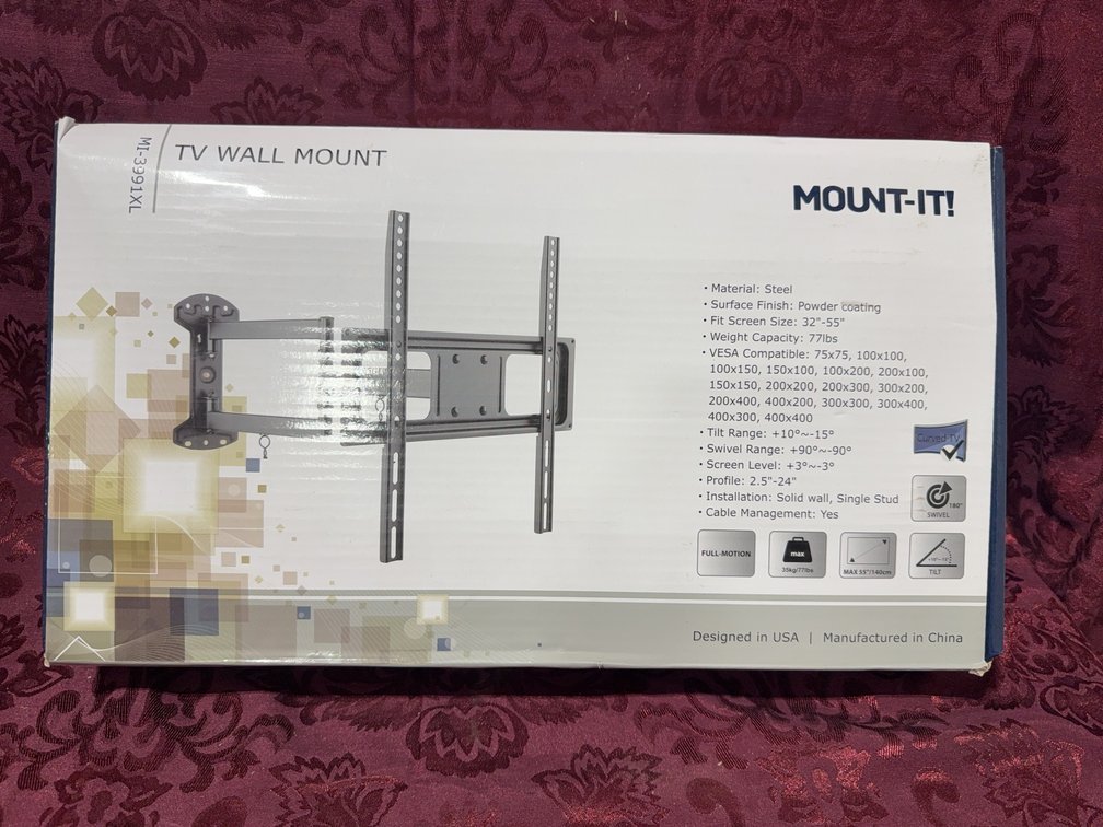 Mount-It! MI-3991XL TV Wall Mount for 42–75 in TVs, Steel, Full Motion