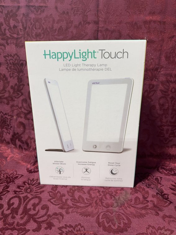 Verilux HappyLight Touch LED Light Therapy Lamp, Adjustable Brightness, White
