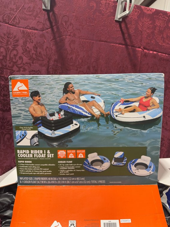 Ozark Trail Rapid Rider & Cooler Float Set, Inflatable Tubes, 3-Piece Set