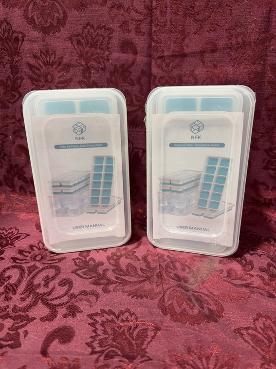 NFK Ice Cube Tray Set With Lids and Storage Containers, BPA-Free Plastic, 2-Pack