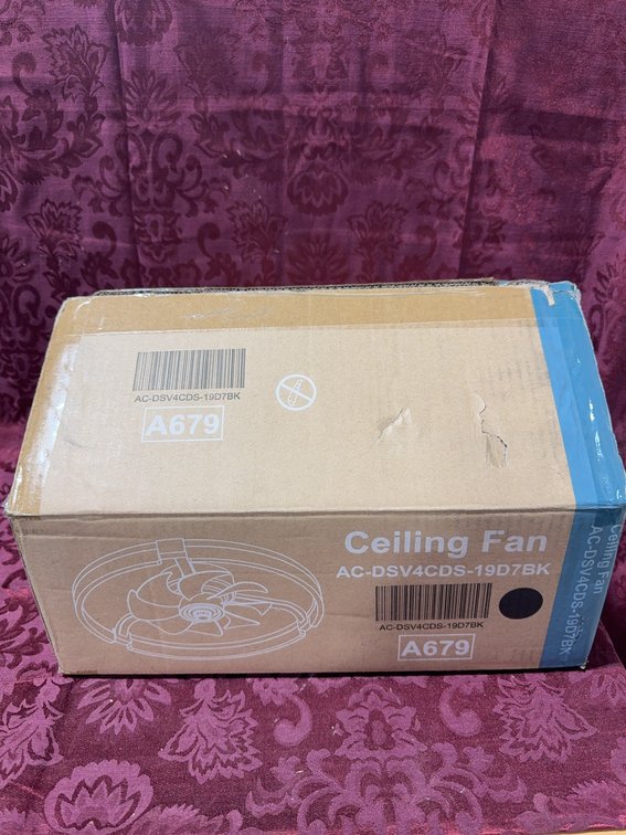 Ceiling Fan AC-DSV4CDS-19D7BK Black, 19 Inches, New in Box