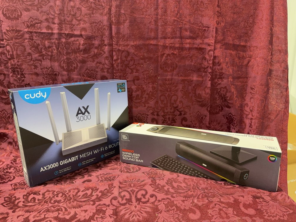 Cudy AX3000 Gigabit Mesh Wi-Fi 6 Router and Delton SR200 Wireless Desktop Sound Bar